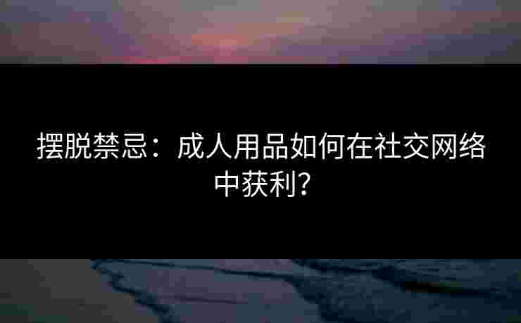摆脱禁忌：成人用品如何在社交网络中获利？