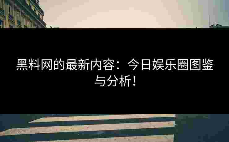 黑料网的最新内容：今日娱乐圈图鉴与分析！